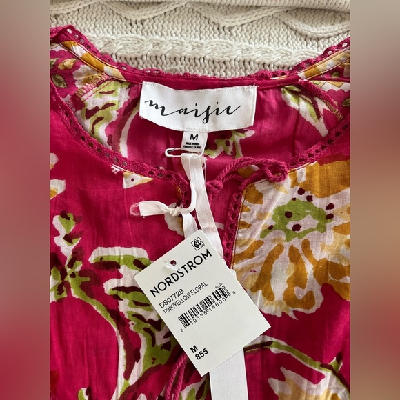 Maisie Designer Vibrant Pink Cotton Mini Dress Women’s Size Medium - Picture 15 of 15